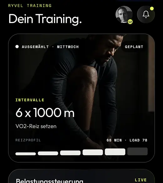 RYVEL Trainingsplan Screen